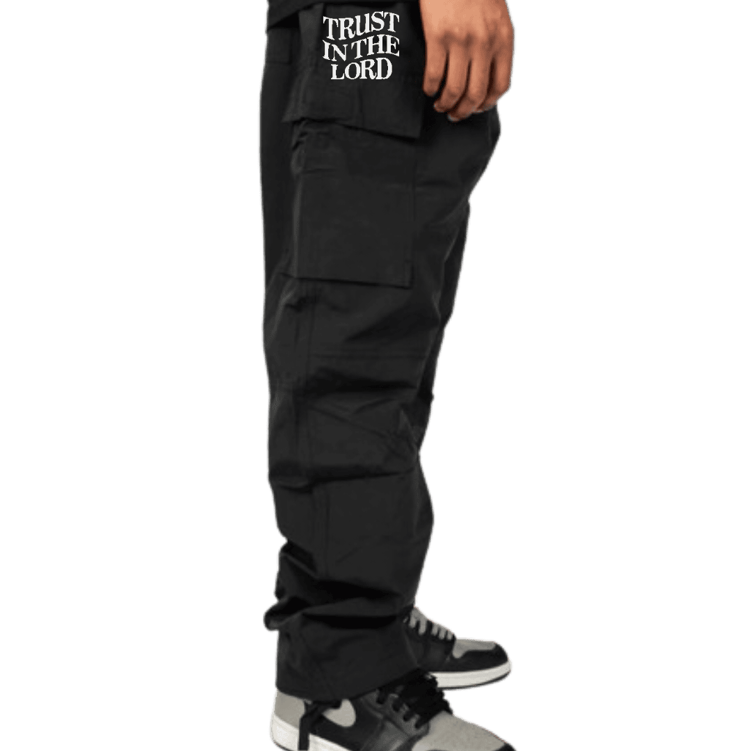 New Trust In The Lord Unisex Windbreaker Cargo Pants (Black)