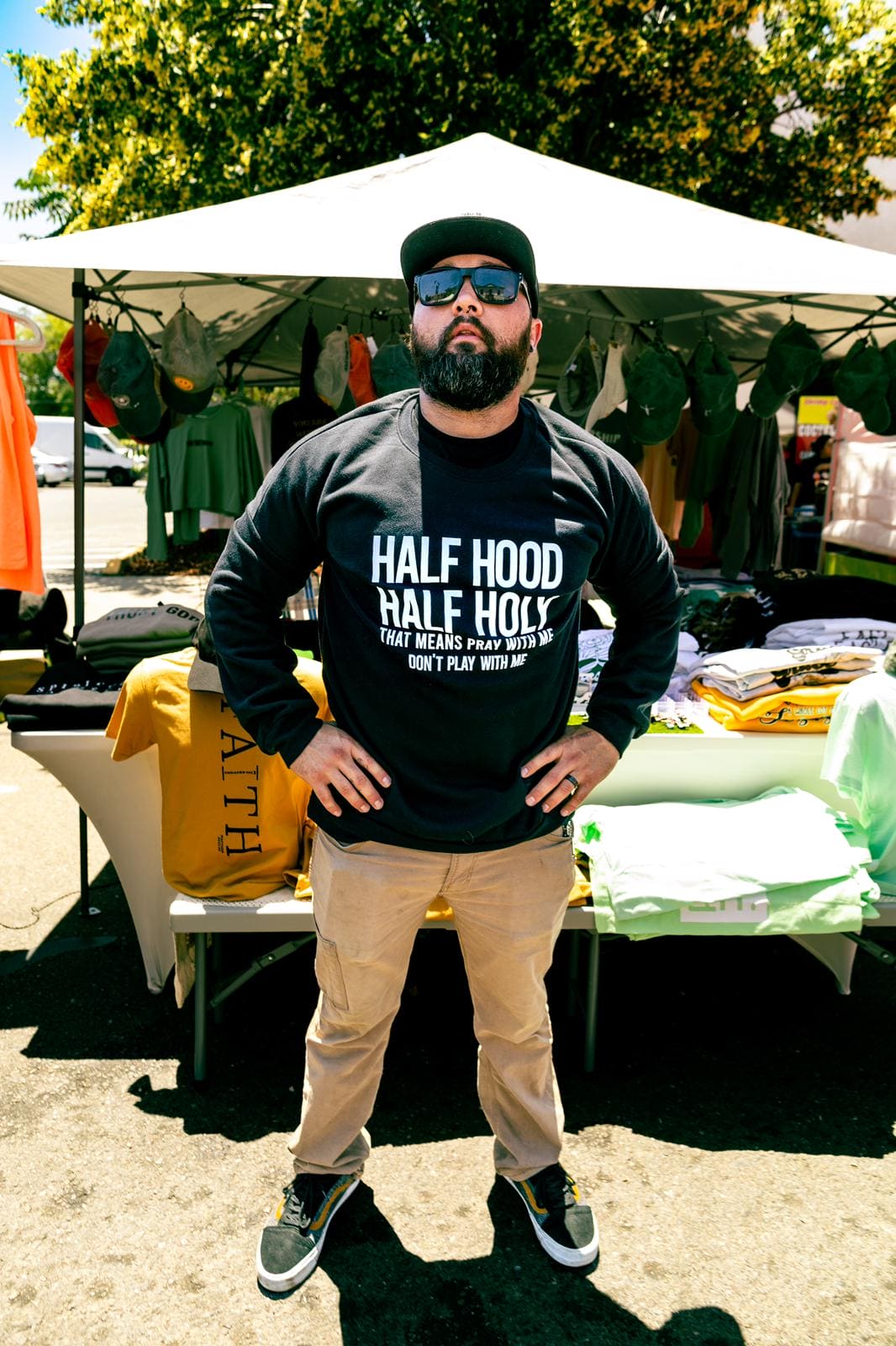 Half Hood Half Holy CREWNECK SWEATSHIRT (UNISEX) It Clothing Wear LLC