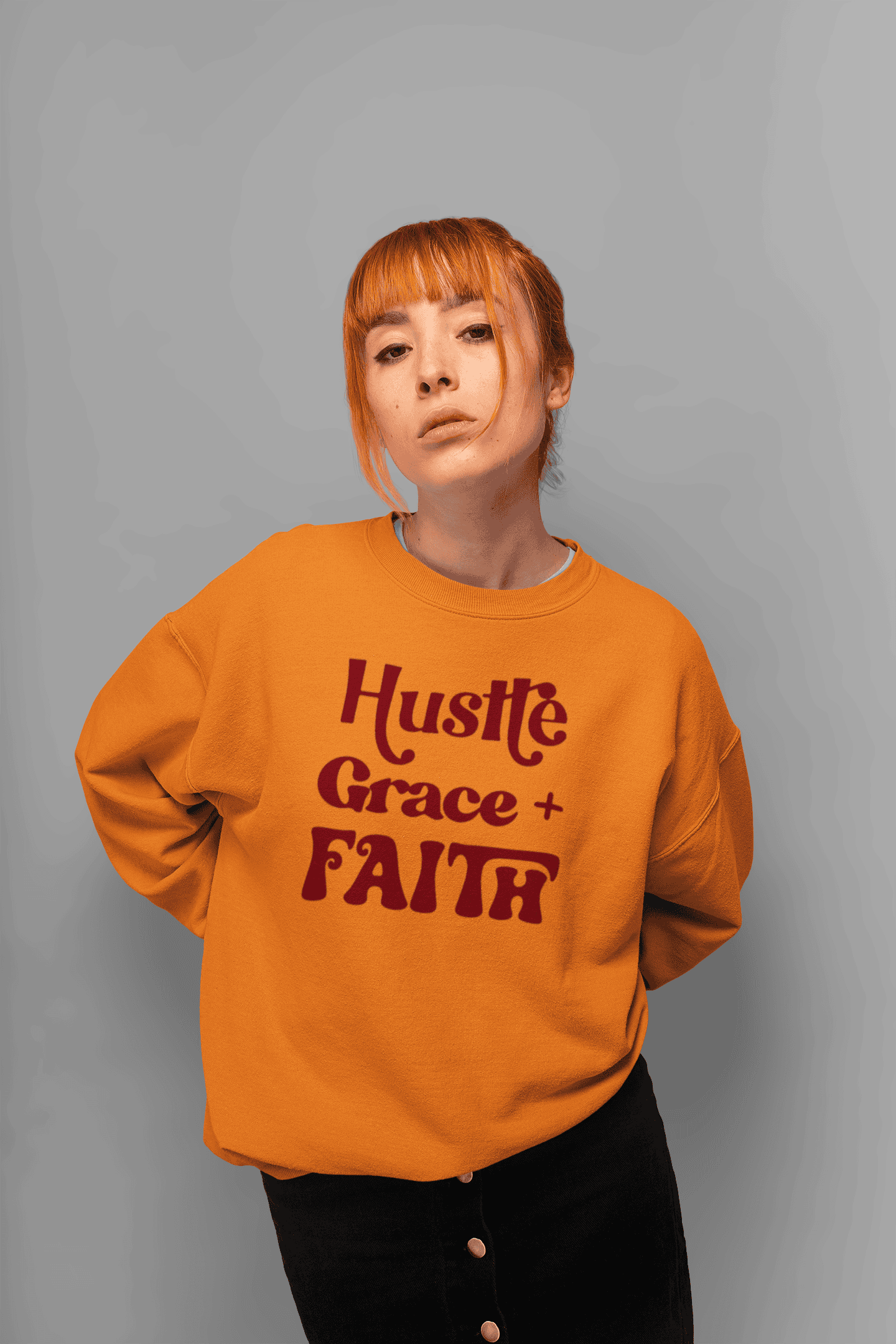 Hustle Grace + Faith CREWNECK SWEATSHIRT (UNISEX) It Clothing Wear LLC