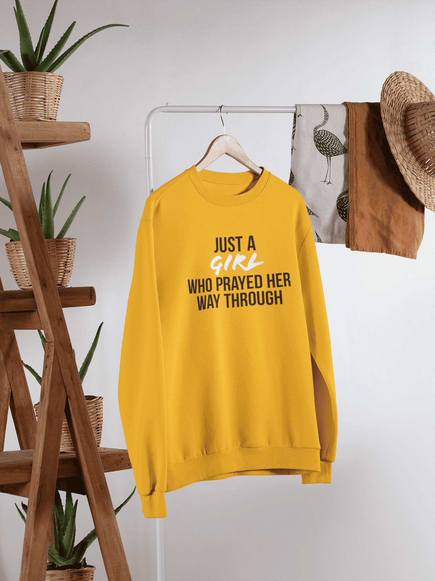 Just A Girl Who Prayed Her Way Through Crewneck Sweatshirt (Unisex) It Clothing Wear LLC