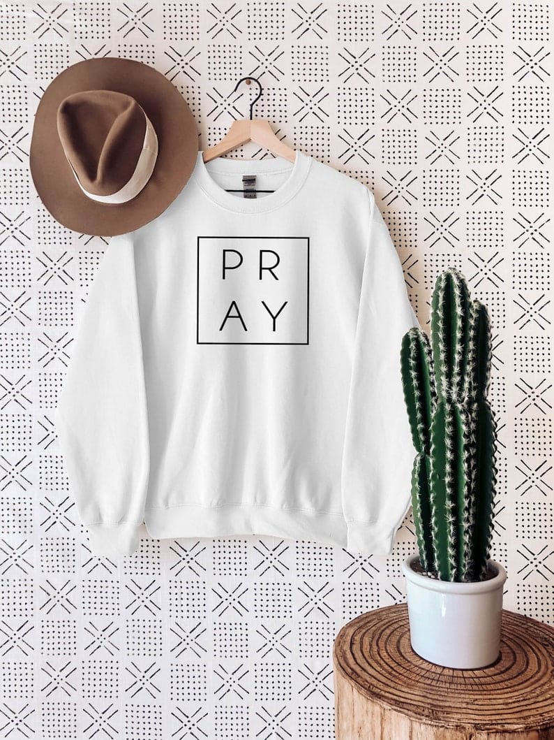 PRAY Box Logo Crewneck Sweatshirt (Unisex) It Clothing Wear LLC