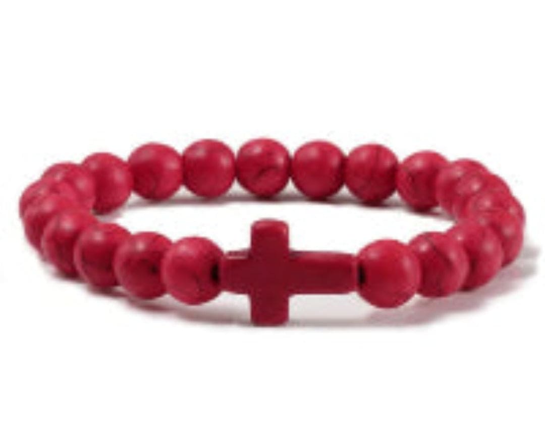 Covered By The Blood Minimalist Cross Stone Unisex Bracelet inspired by — Ephesians 1:7(NIV)