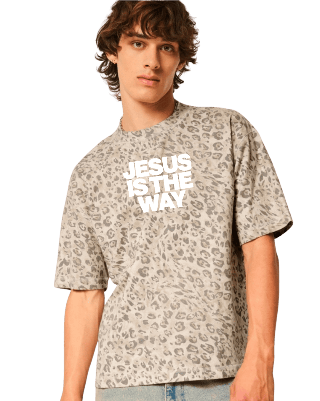 Jesus is  the way Unisex Boxy Crop Leopard 🐆 Tee