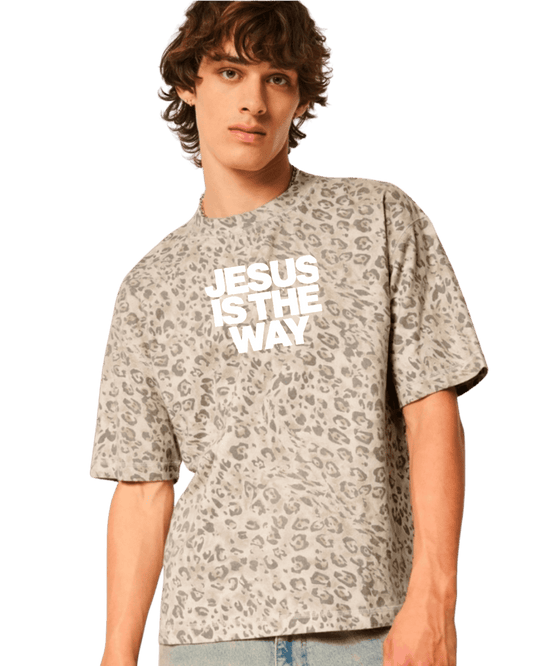 Jesus is  the way Unisex Boxy Crop Leopard 🐆 Tee