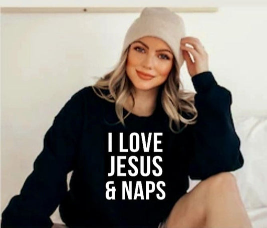 I Love Jesus & Naps CREWNECK SWEATSHIRT(UNISEX) It Clothing Wear LLC