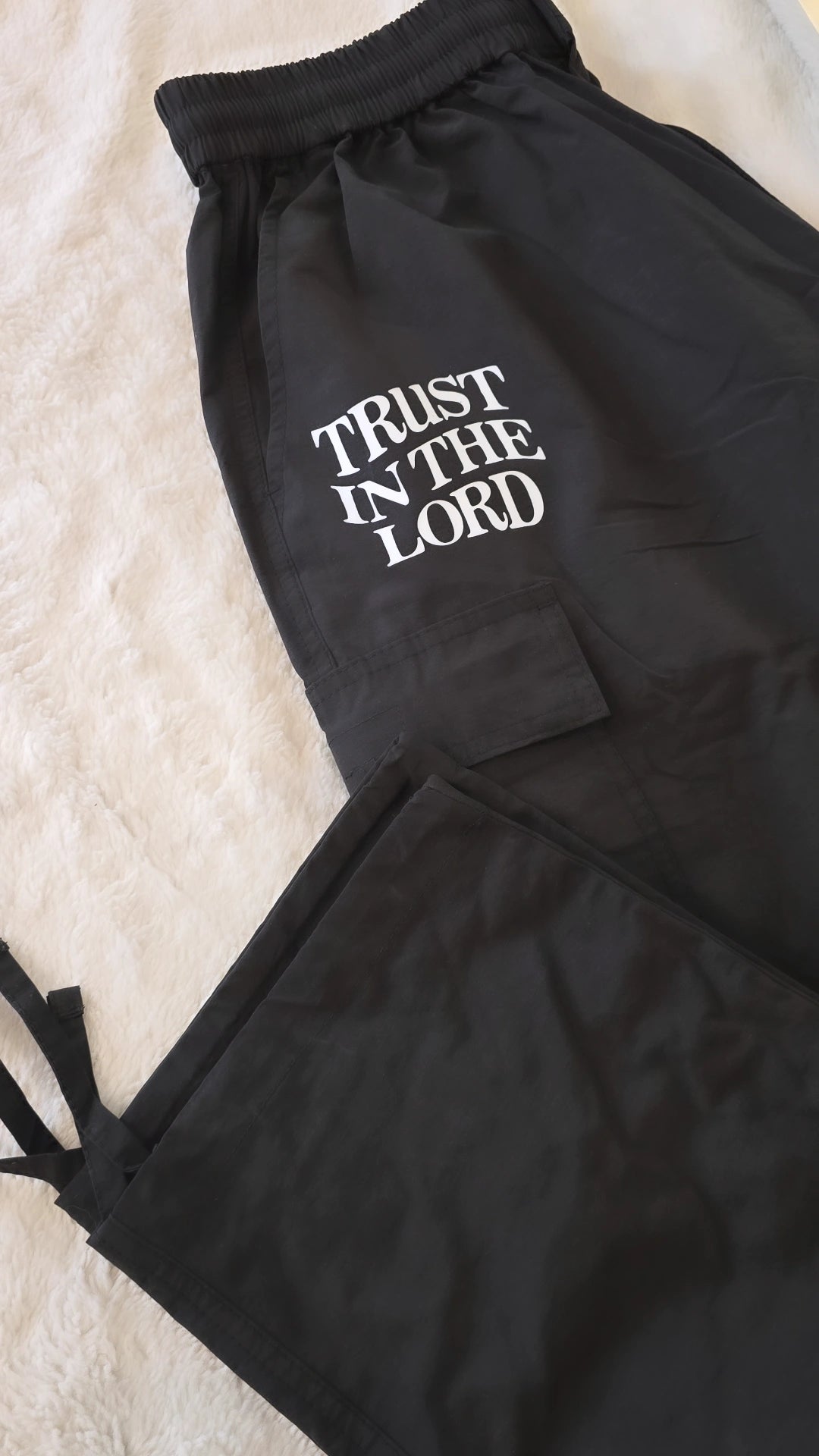 New Trust In The Lord Unisex Windbreaker Cargo Pants (Black)