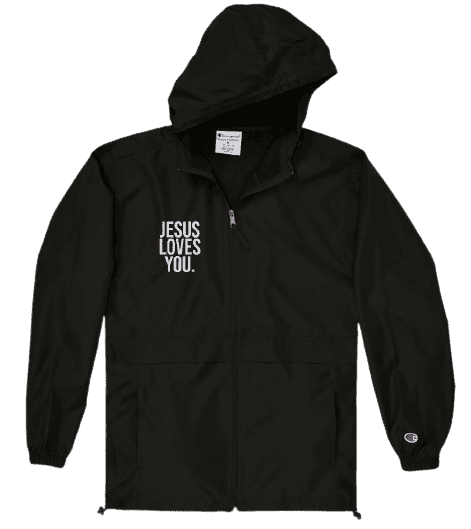 JESUS LOVES YOU. Reflective Logo  Champion Wind Breaker (UNISEX) It Clothing Wear LLC