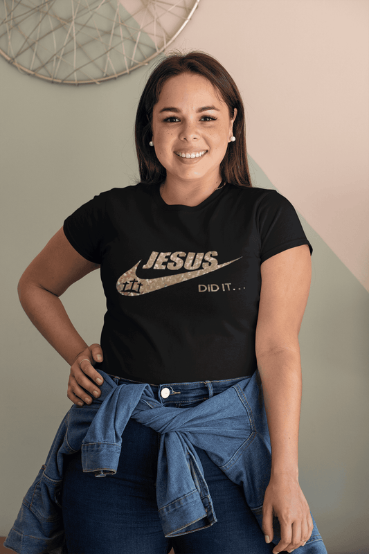 Jesus Did It (Holographic Gold Sparkle) Unisex TEE It Clothing Wear LLC