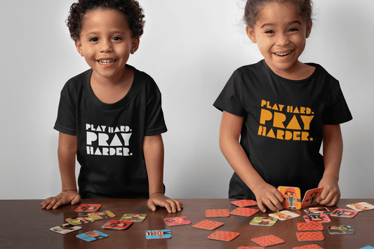 PLAY HARD PRAY HARDER KIDS TEE It Clothing Wear LLC