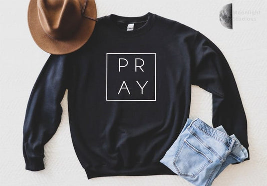 PRAY Box Logo Crewneck Sweatshirt (Unisex) It Clothing Wear LLC