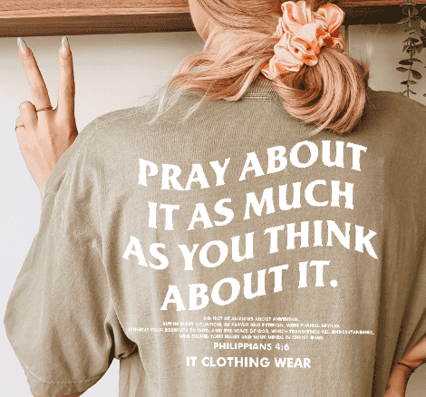 Pray About It As Much As You Think About It Unisex Tee (Cashew Brown) It Clothing Wear LLC