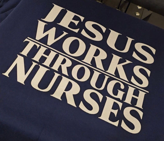 Jesus Works Through Nurses Zip Up  Hoodie (UNISEX)