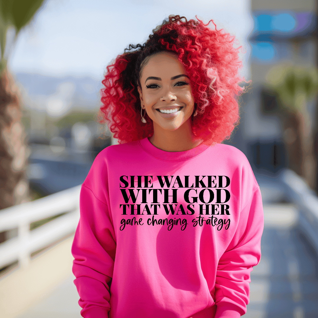 She Walked With God That Was Her Game Changing Strategy CREWNECK SWEATSHIRT  (UNISEX) It Clothing Wear LLC