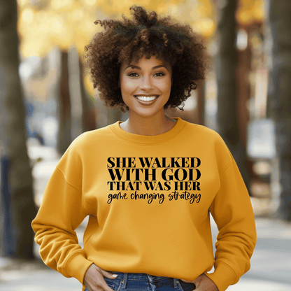 She Walked With God That Was Her Game Changing Strategy CREWNECK SWEATSHIRT  (UNISEX) It Clothing Wear LLC