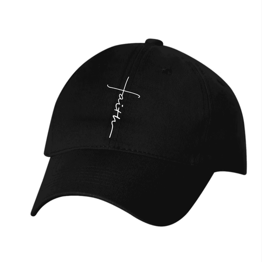 Unisex Cursive Faith Twill Hat (Black) It Clothing Wear LLC