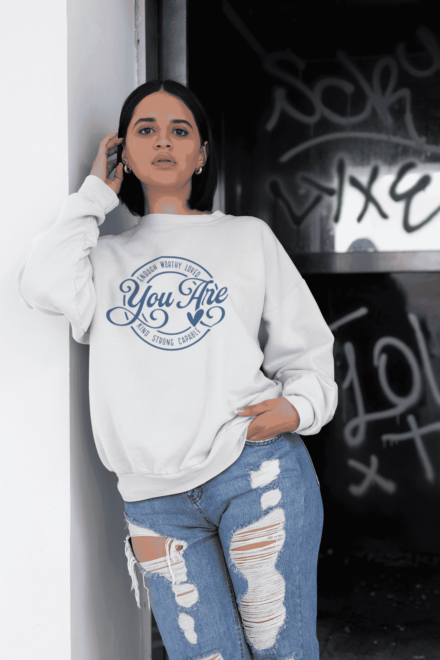 You Are Enough Crewneck Sweatshirt (Unisex) It Clothing Wear LLC