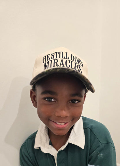 He Still Does Miracles Hat — Cream / Camo Bill