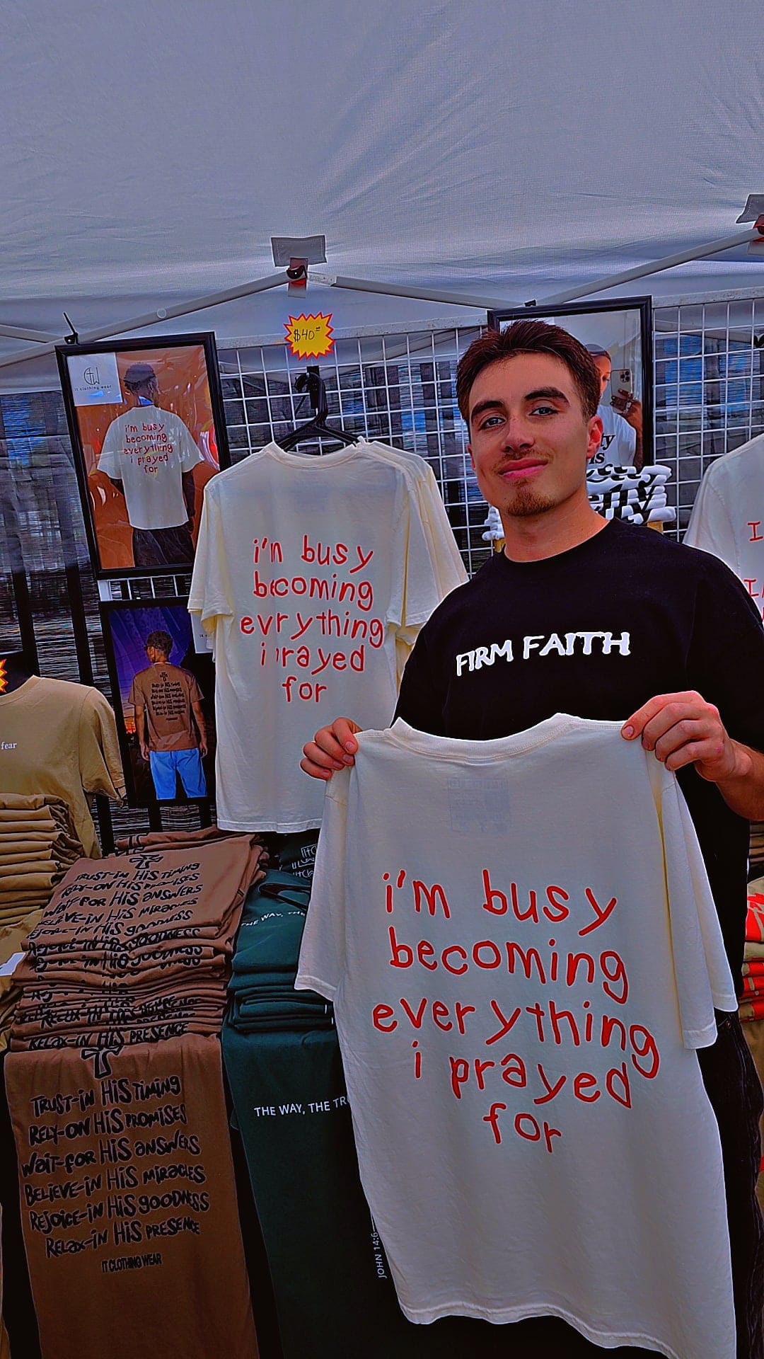 I'm busy becoming everything I prayed for Unisex Oversized Tee