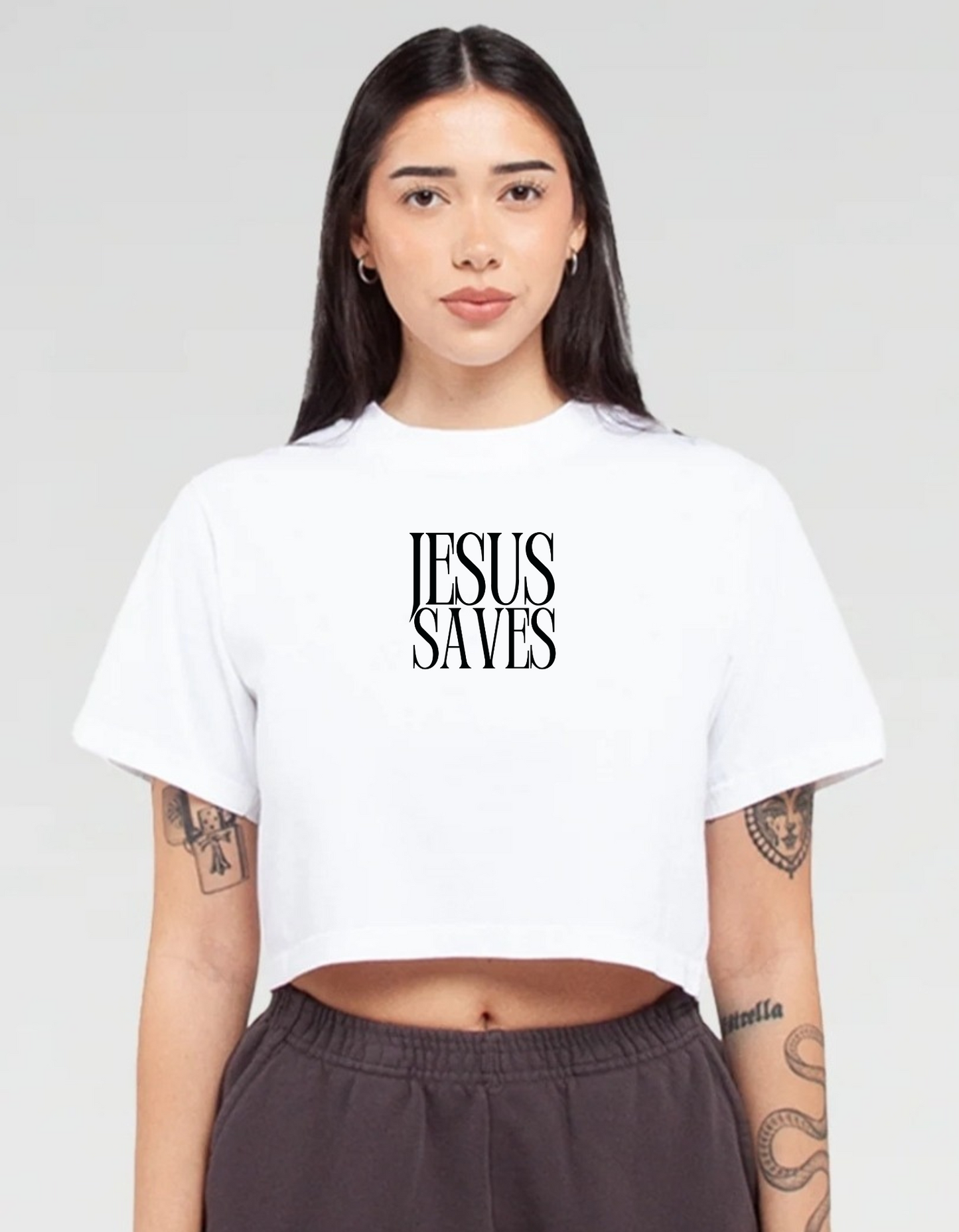 Pre-Order Jesus Saves Crop Top Tee(Ships in 2 Weeks)