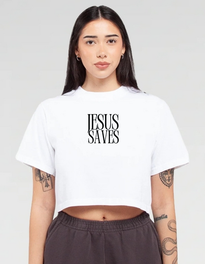 Pre-Order Jesus Saves Crop Top Tee(Ships in 2 Weeks)