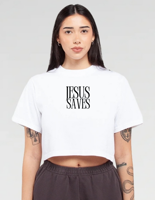 Pre-Order Jesus Saves Crop Top Tee(Ships in 2 Weeks)