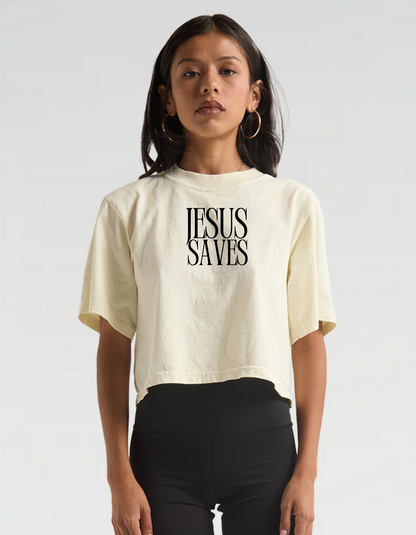 Pre-Order Jesus Saves Crop Top Tee(Ships in 2 Weeks)