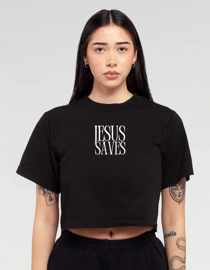 Pre-Order Jesus Saves Crop Top Tee(Ships in 2 Weeks)