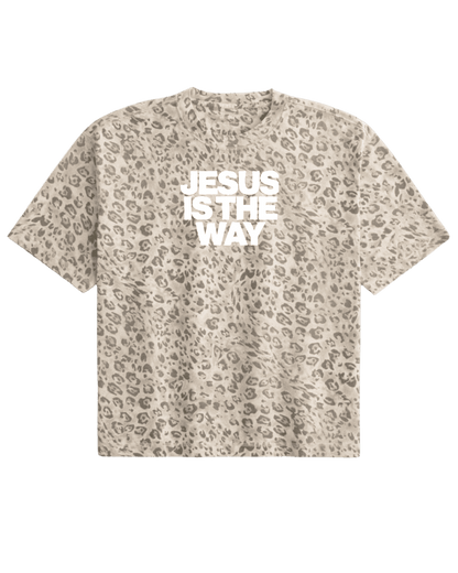 Jesus is  the way Unisex Boxy Crop Leopard 🐆 Tee