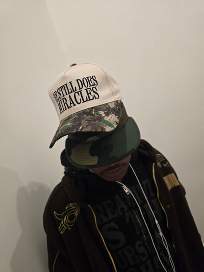 He Still Does Miracles Hat — Cream / Camo Bill