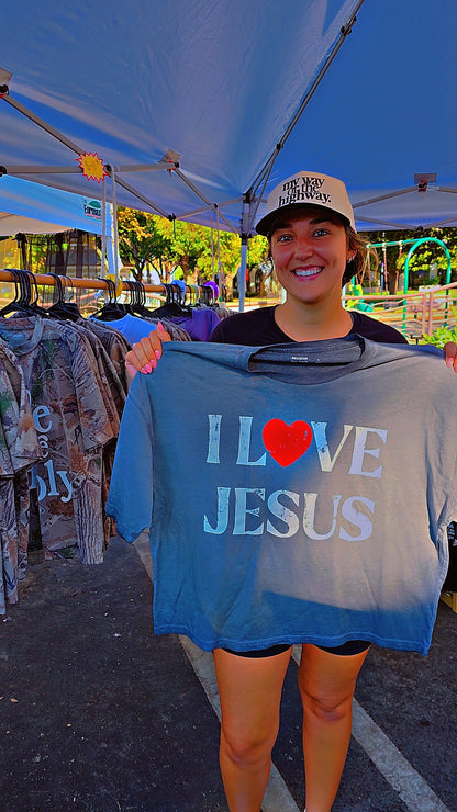 New Drop I Love Jesus Baggy/Boxy Unisex Crop Top Tee