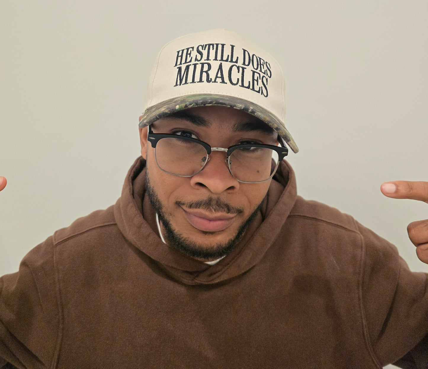 He Still Does Miracles Hat — Cream / Camo Bill