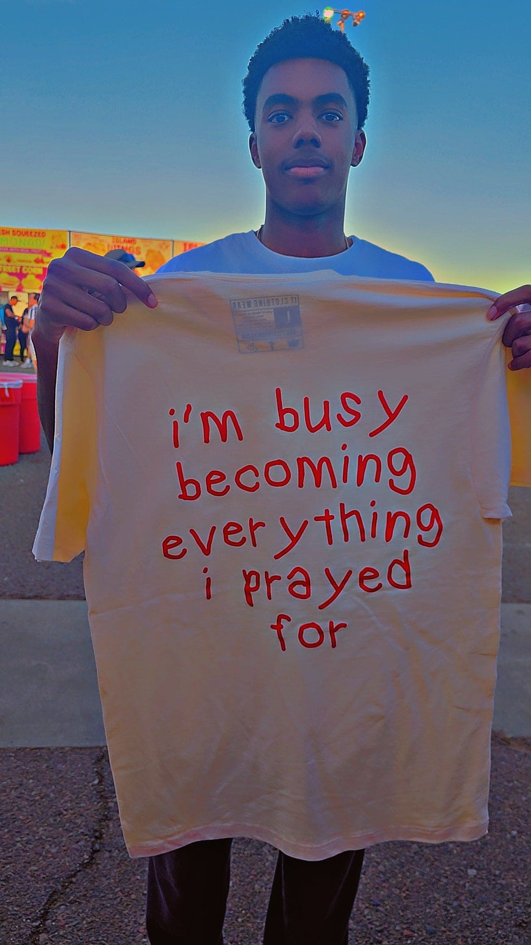 I'm busy becoming everything I prayed for Unisex Oversized Tee