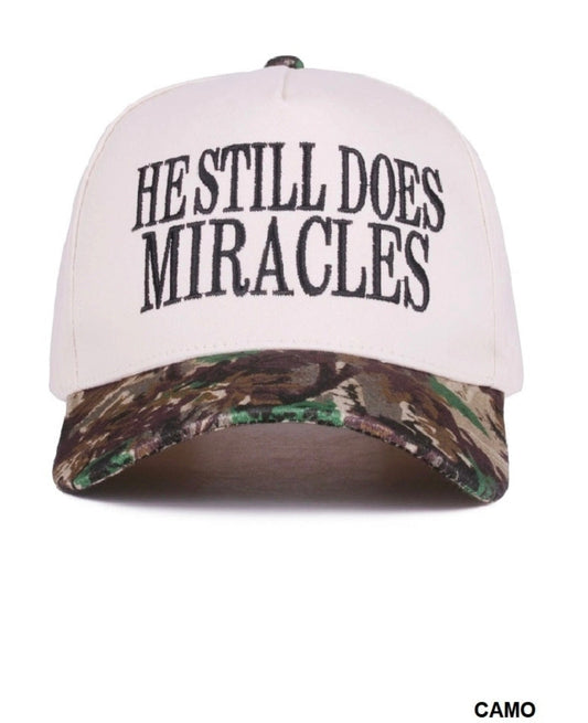 He Still Does Miracles Hat — Cream / Camo Bill