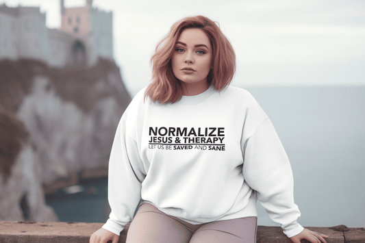 Normalize Jesus & Therapy Crewneck Sweatshirt (UNISEX)